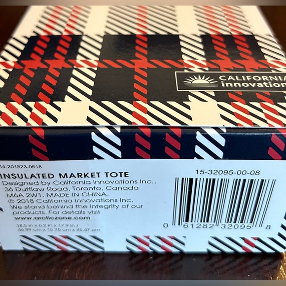 California Innovations Plaid Insulated Tote Bag packable New in Box - Picture 8 of 8